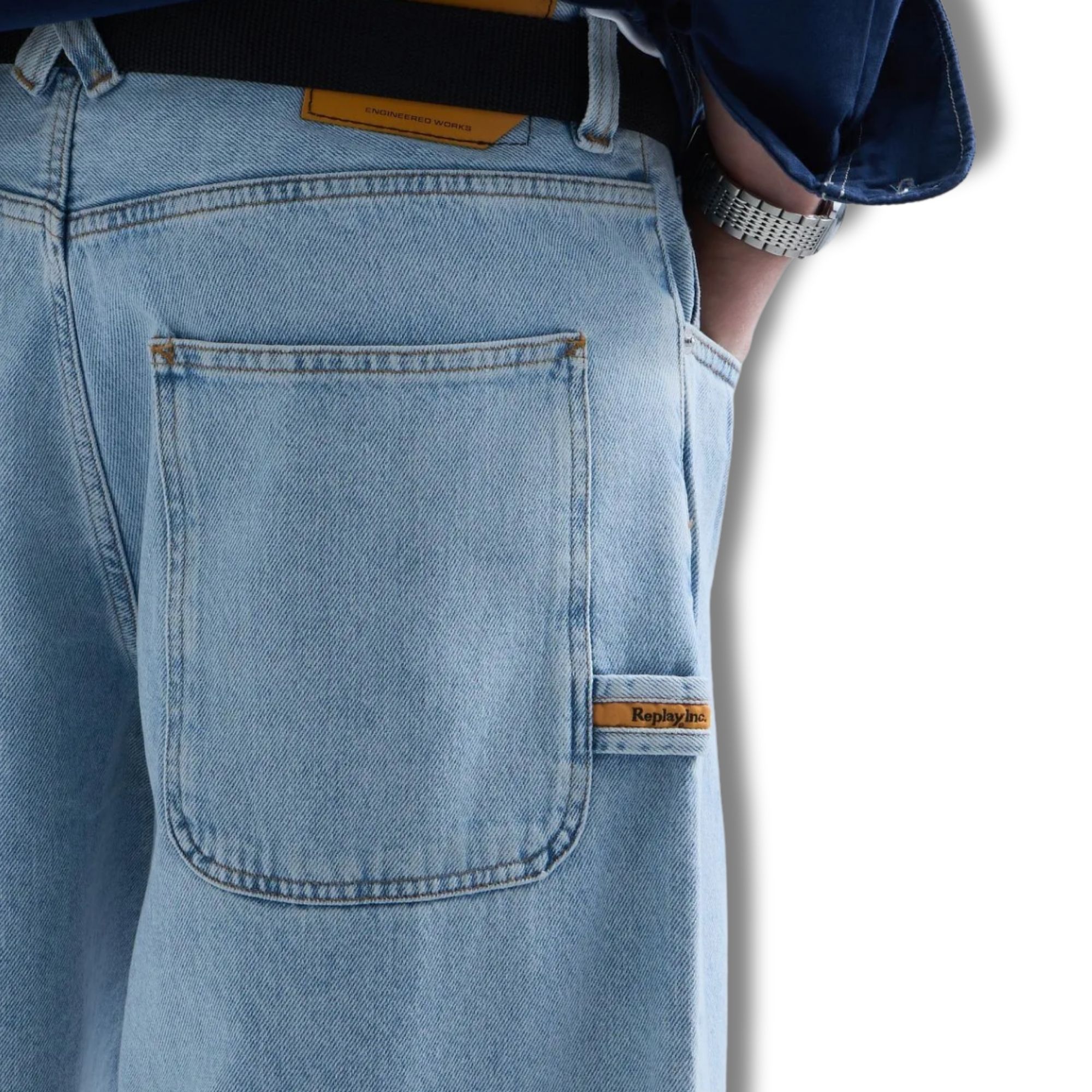 replay inc jeans nero retro dettaglio tasca